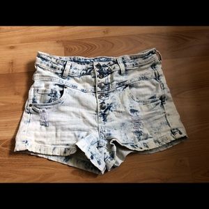 High-Waisted Lightly Distressed Jean Shorts